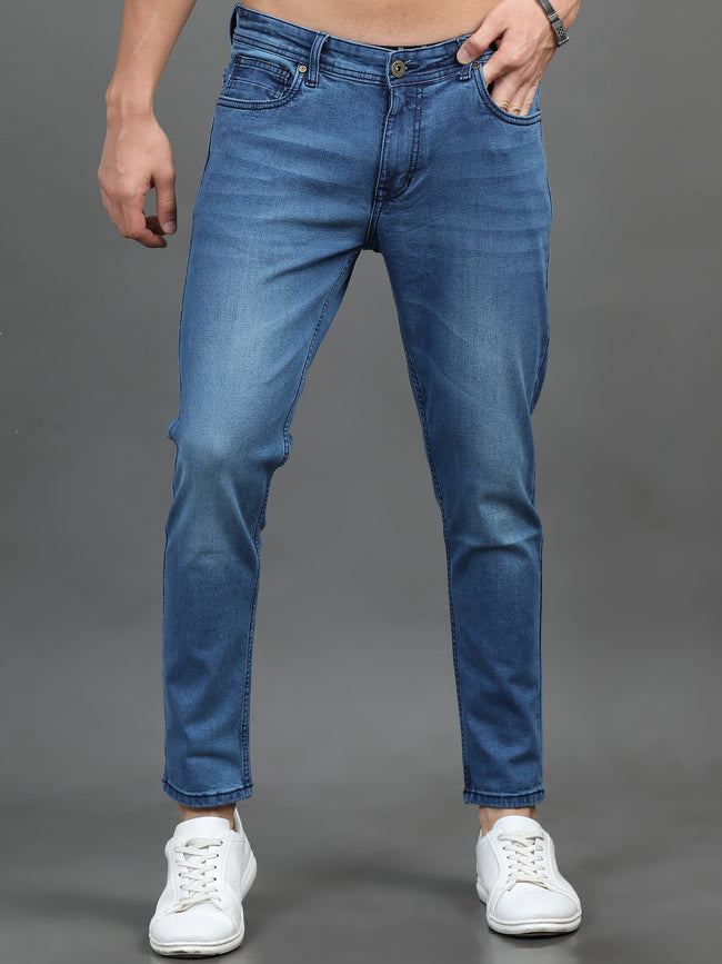 Men Sleek Light Blue Jeans