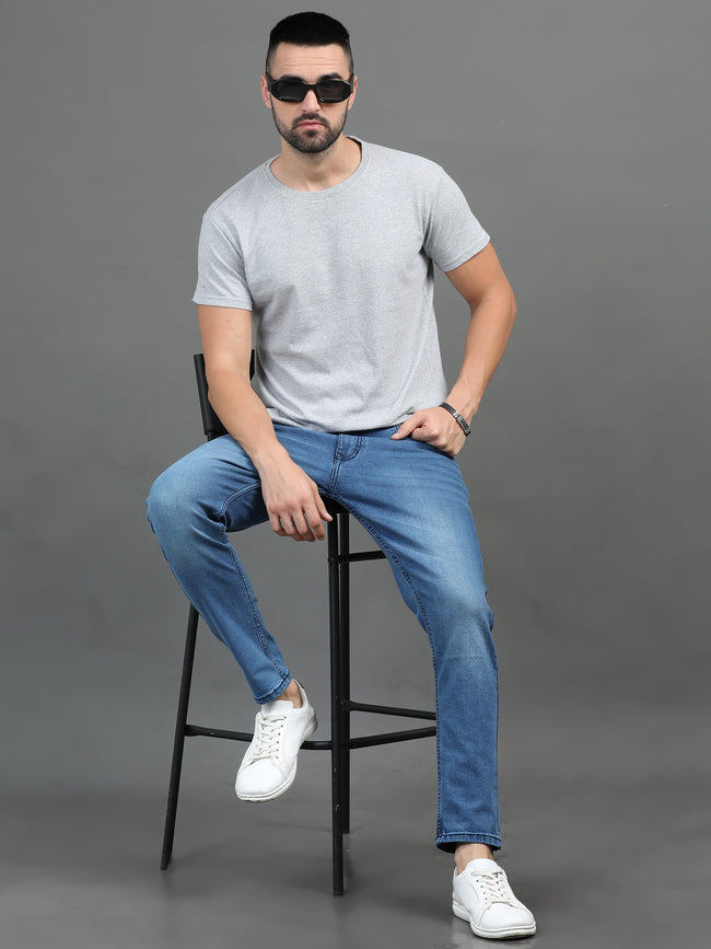 Men Sleek Light Blue Jeans