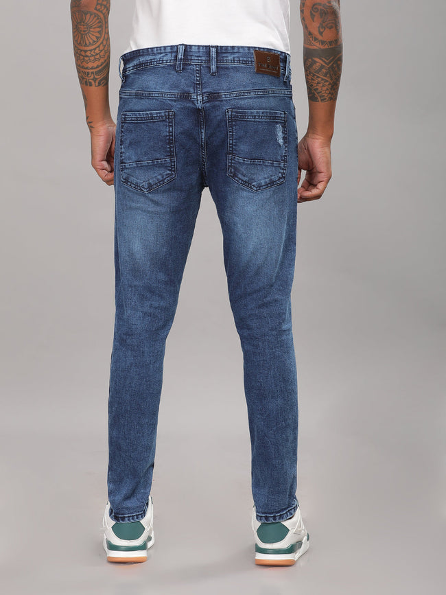 Men Frayed Blue Jeans