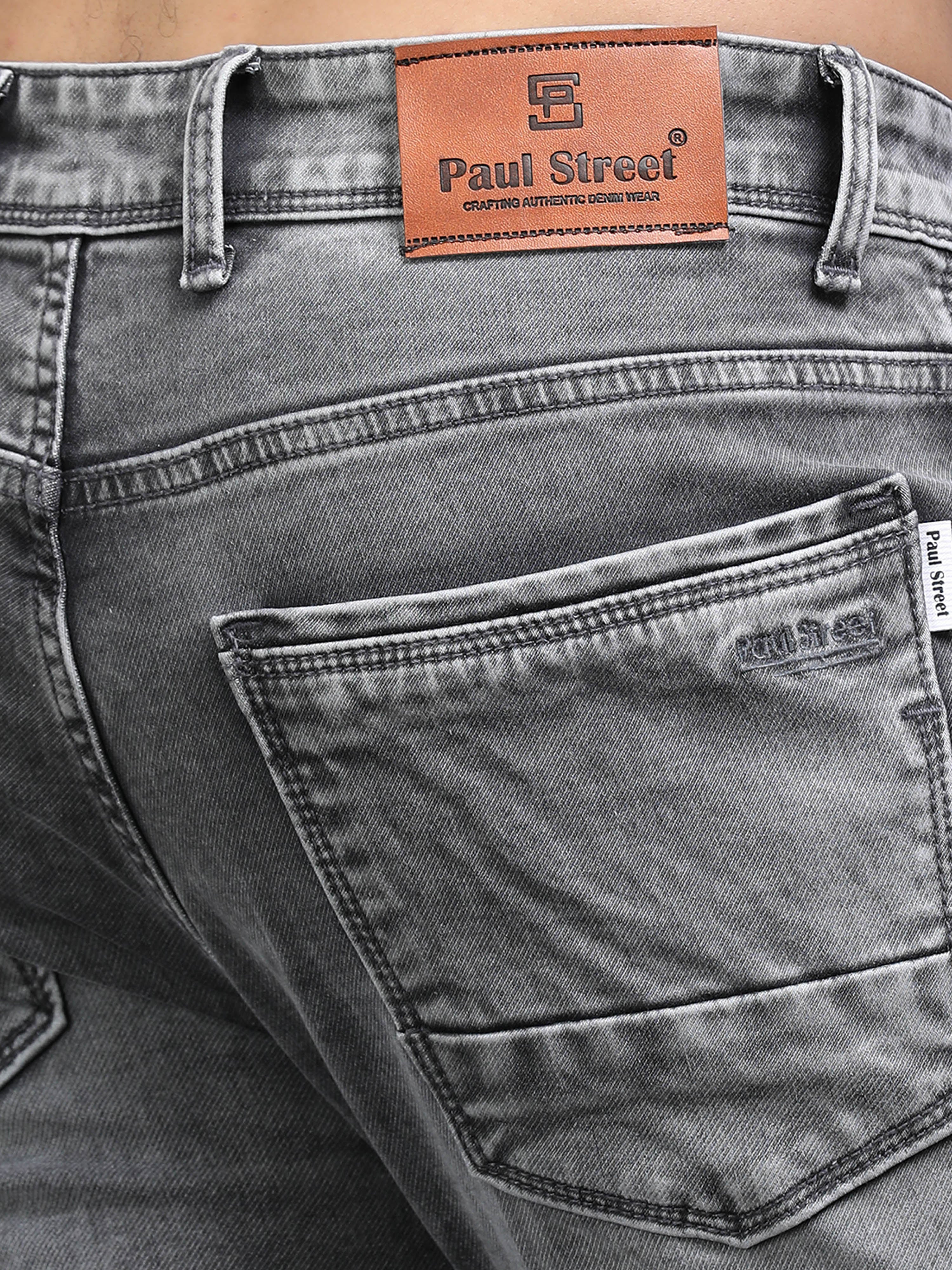 Men Rivet Ash Grey Jeans