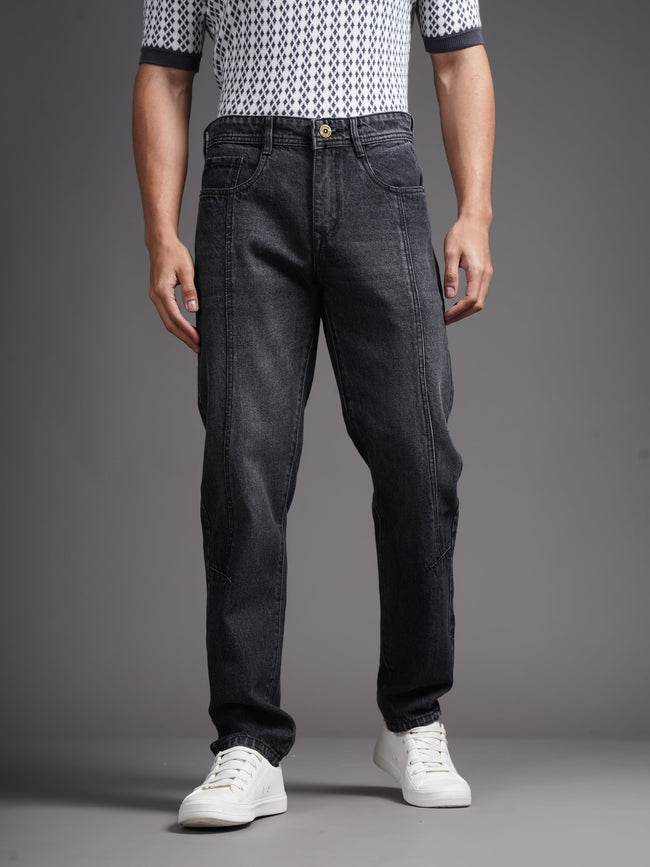 Men Axis Black Relax Tapered Jeans