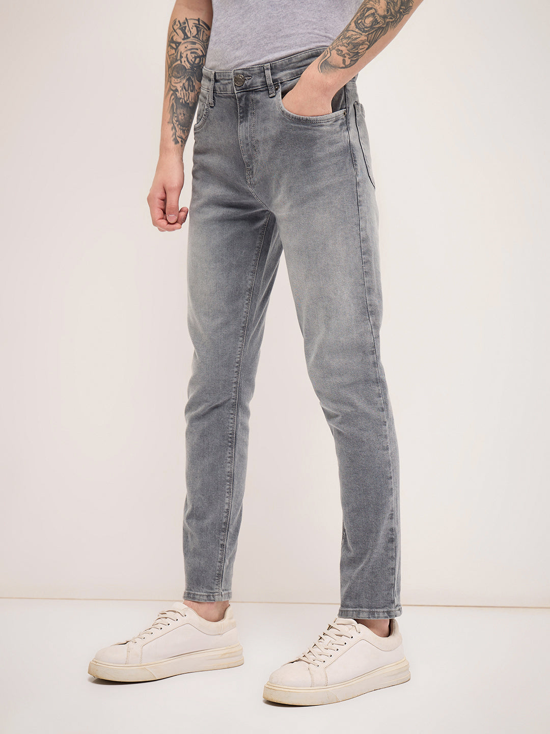 Men Grey Mid Rise Slim Fit Jean