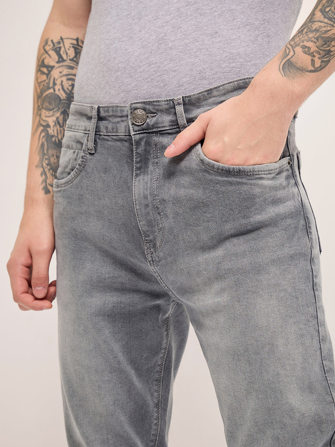 Men Grey Mid Rise Slim Fit Jean