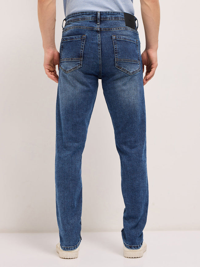 Men Mid BlueLight Fade Slim Fit Mid-Rise Jeans