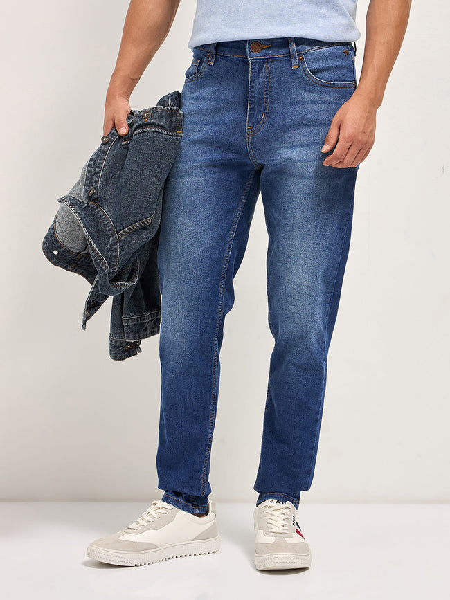 Men BlueLight Fade Skinny Fit Mid-Rise Jeans