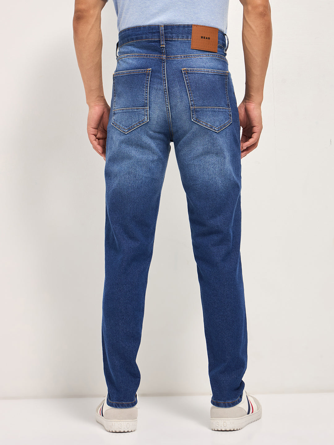 Men BlueLight Fade Skinny Fit Mid-Rise Jeans