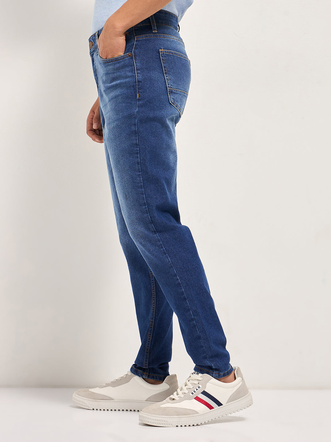 Men BlueLight Fade Skinny Fit Mid-Rise Jeans