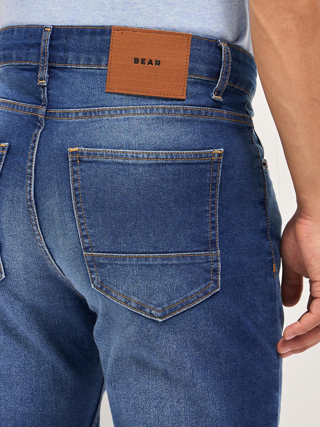 Men BlueLight Fade Skinny Fit Mid-Rise Jeans