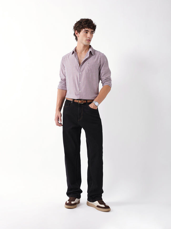 Men Black Solid Mid Rise Jeans