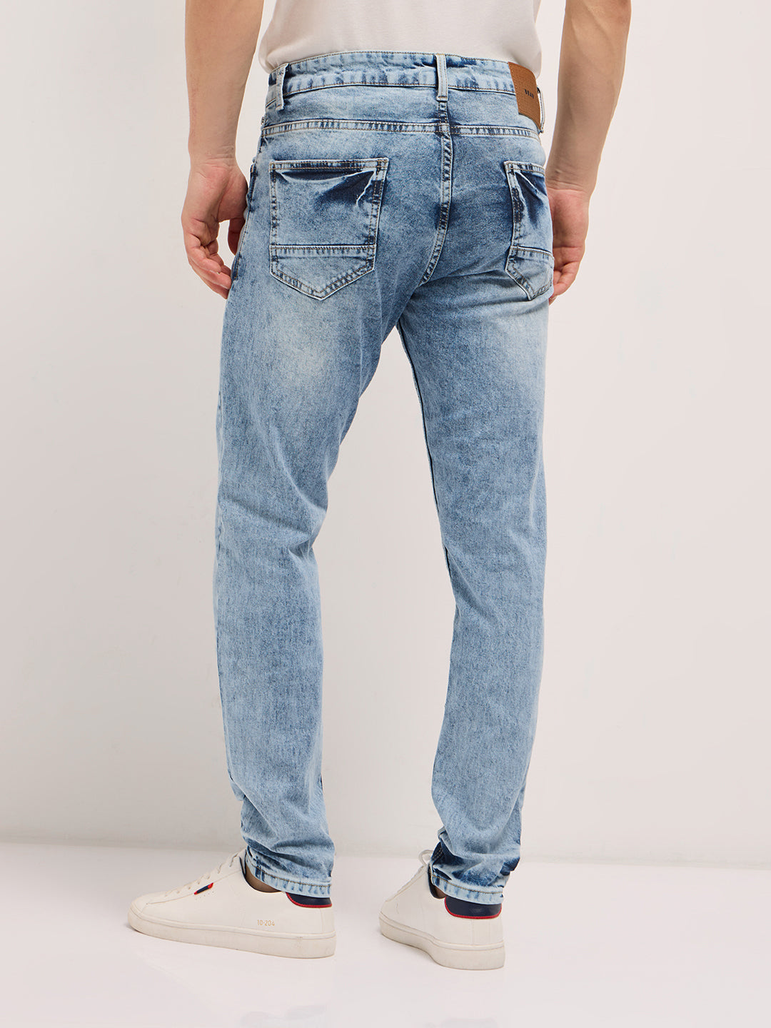 Men Blue Acid Wash Mid-Rise Skinny Fit Jeans