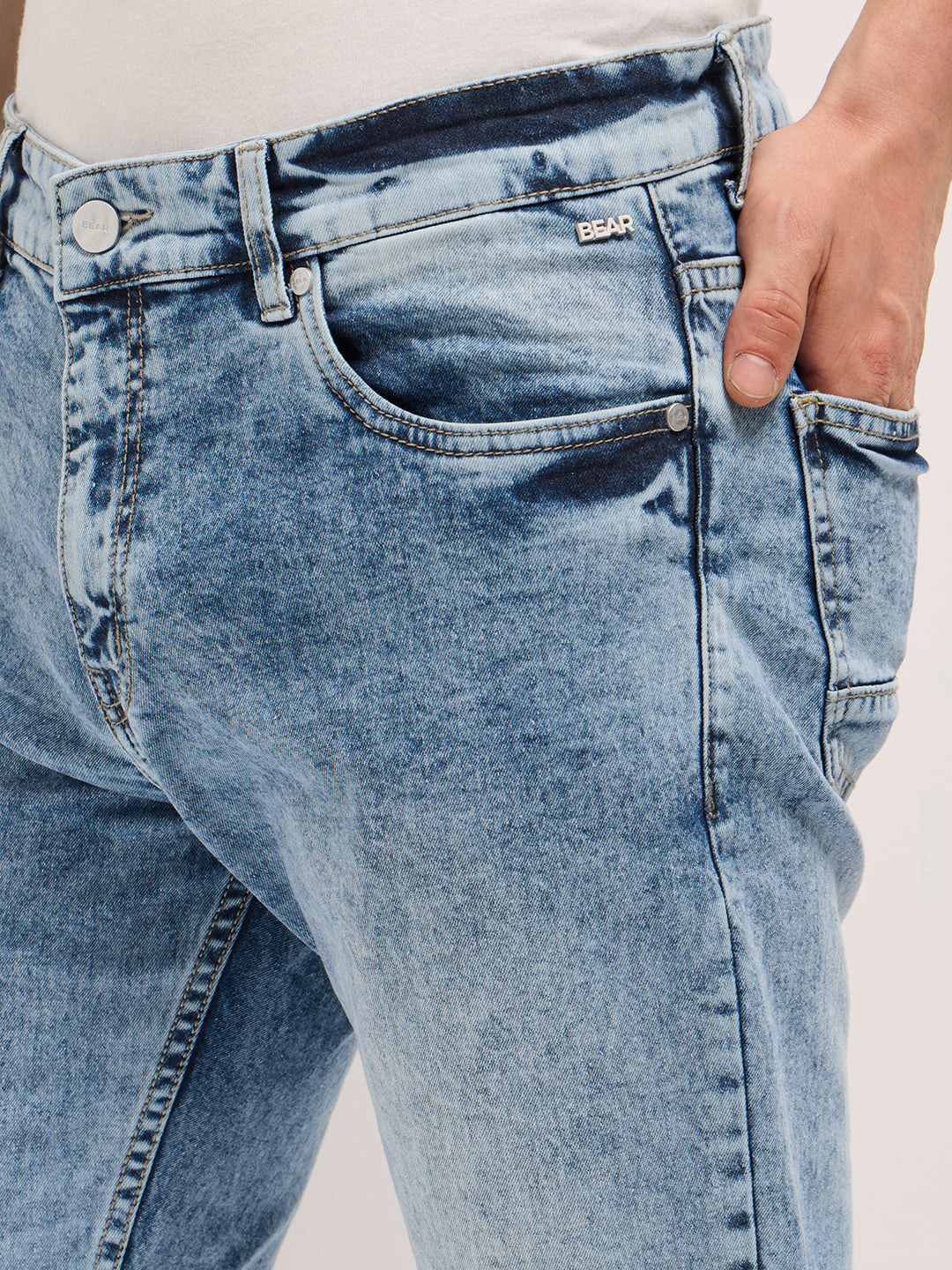 Men Blue Acid Wash Mid-Rise Skinny Fit Jeans