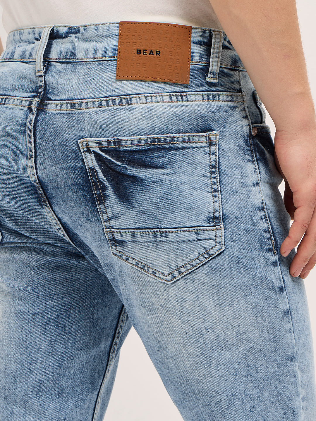 Men Blue Acid Wash Mid-Rise Skinny Fit Jeans