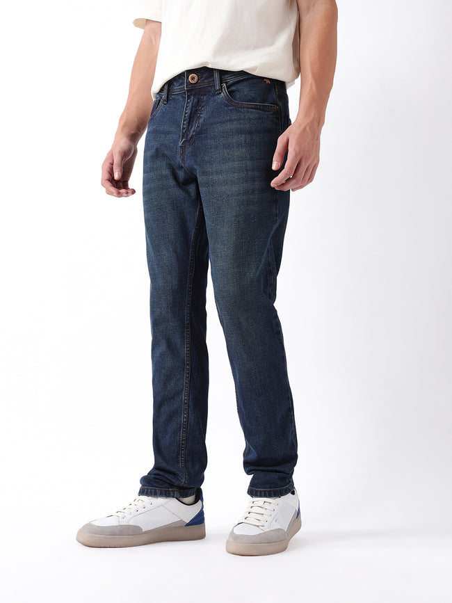 Men Blue Solid Mid Rise Jeans