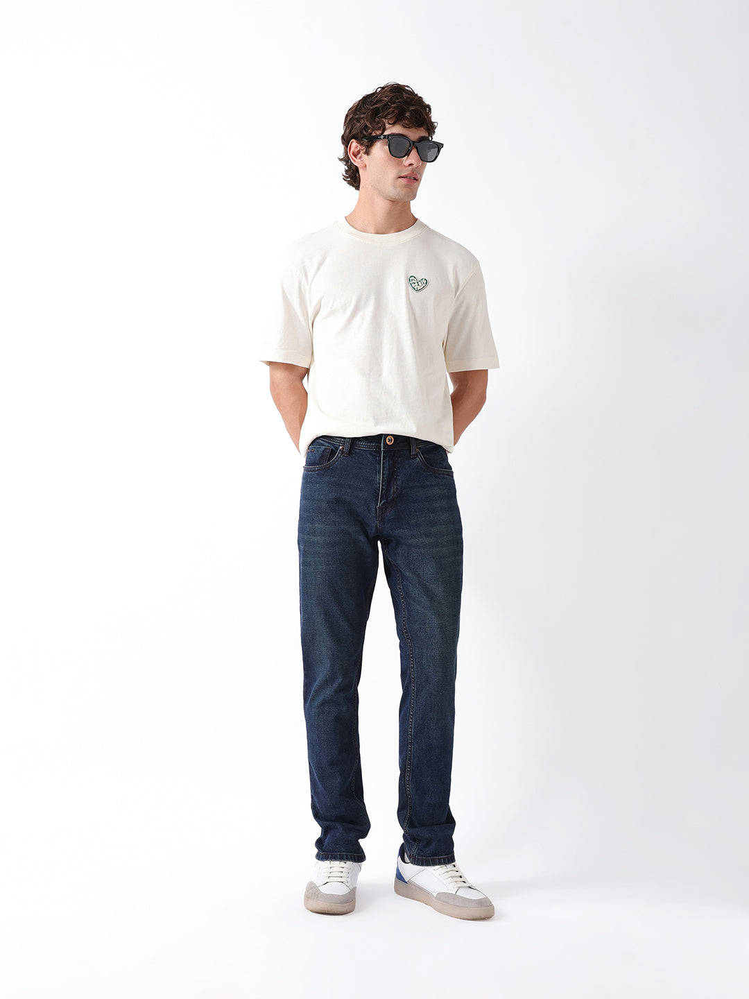 Men Blue Solid Mid Rise Jeans