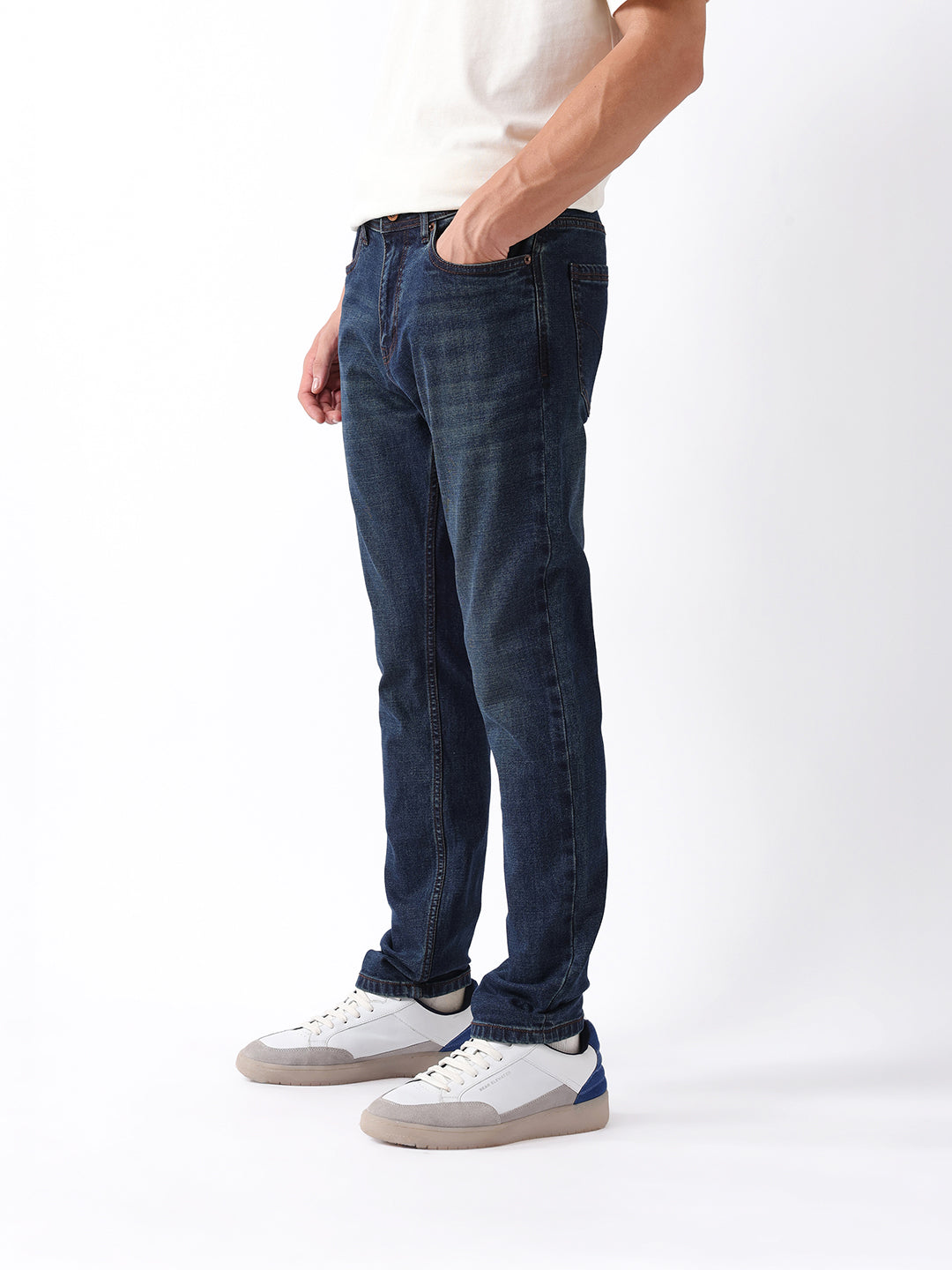 Men Blue Solid Mid Rise Jeans