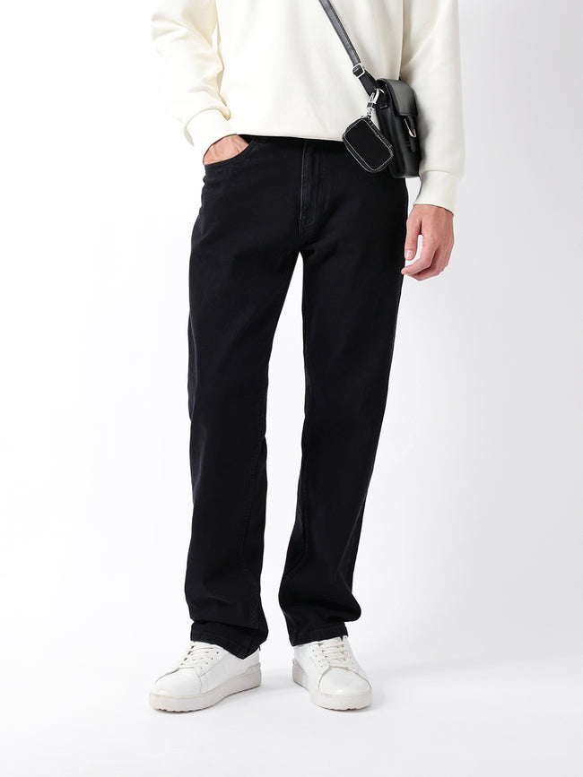 Men Black Solid Jeans