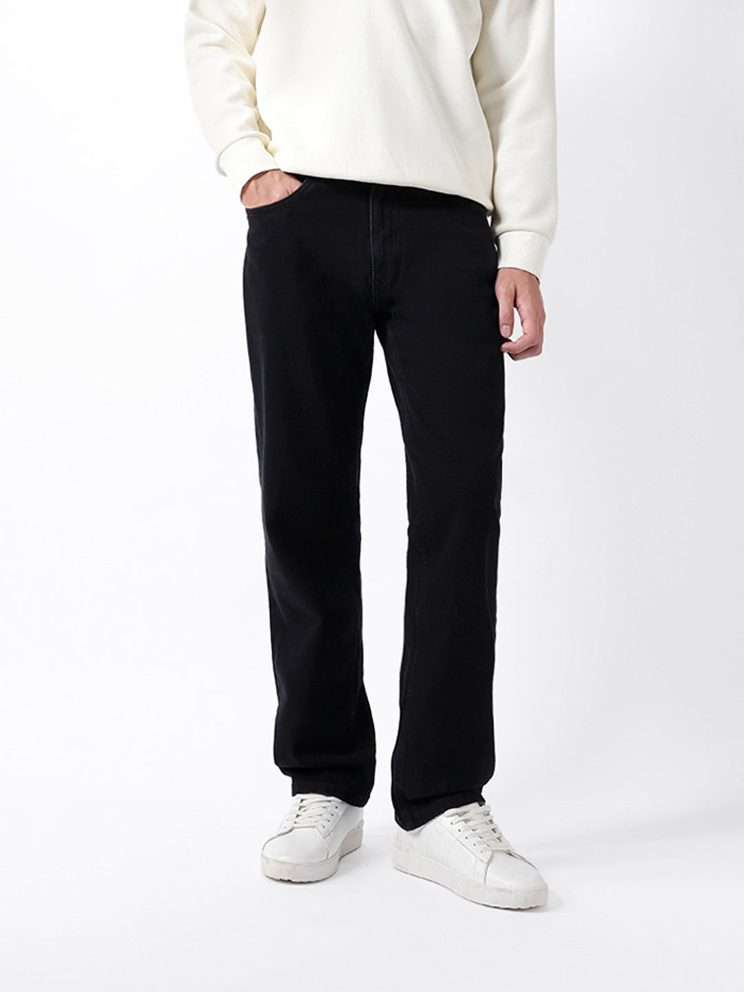 Men Black Solid Jeans