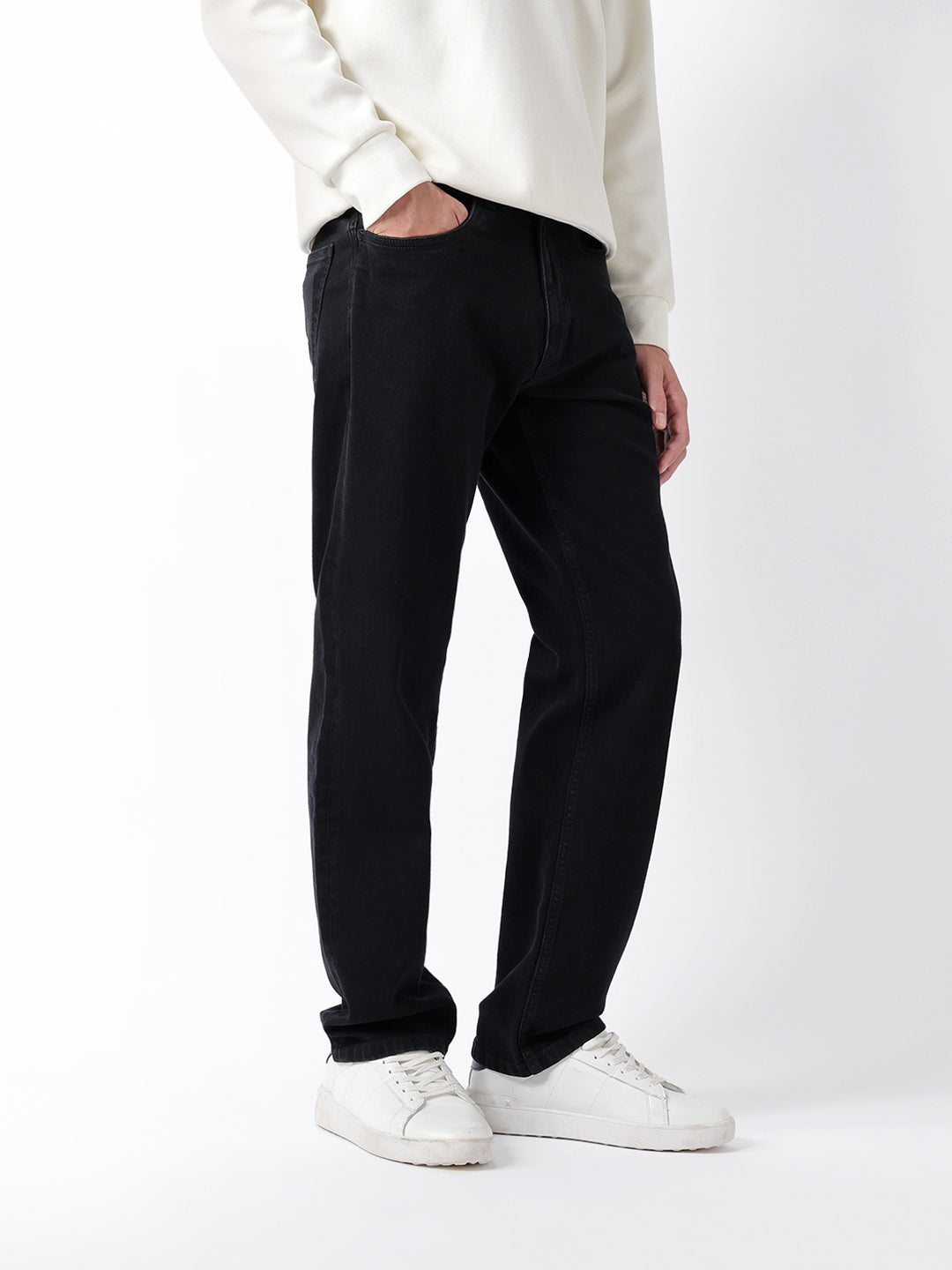Men Black Solid Jeans