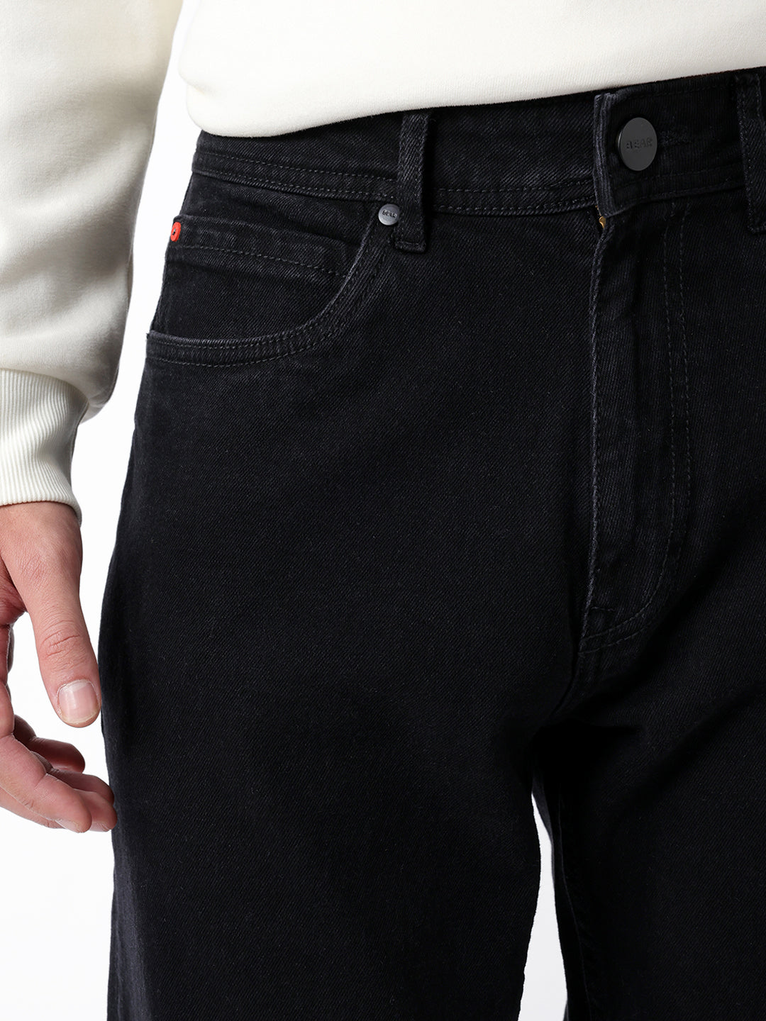 Men Black Solid Jeans