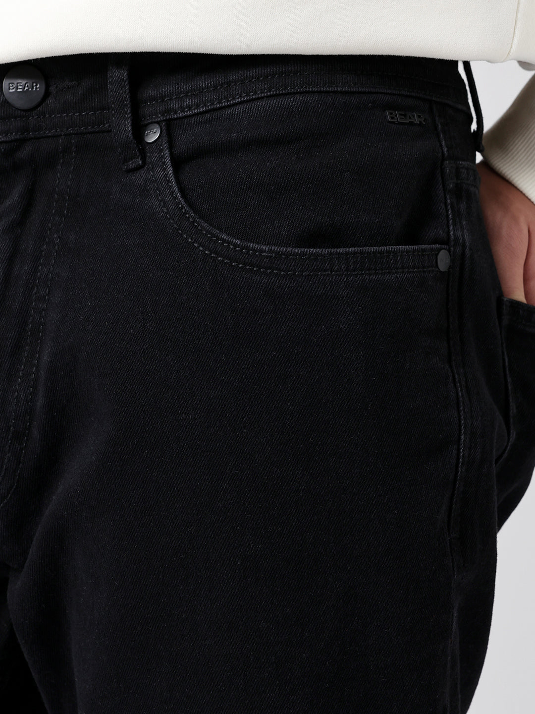 Men Black Solid Jeans