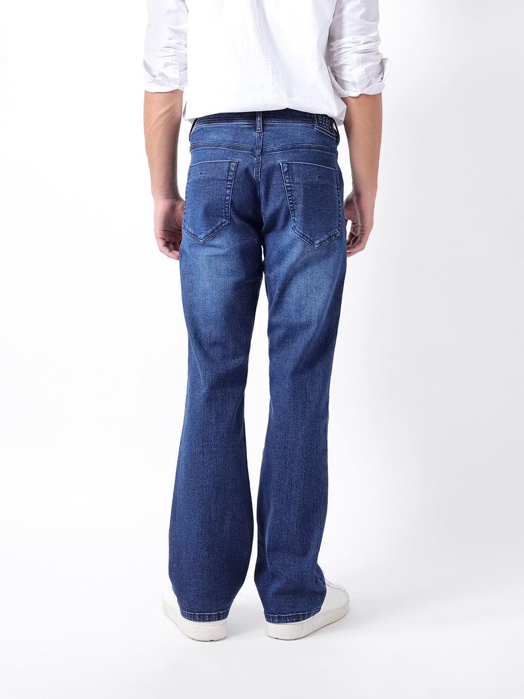 Men Blue Solid BootCut Jeans