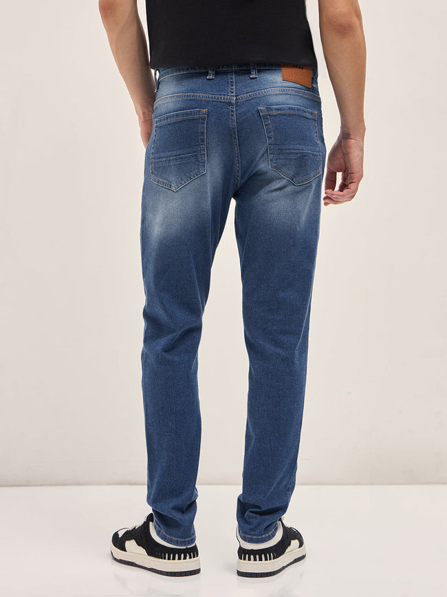 Men Classic BlueLight Fade Mid-Rise Slim Fit Jeans