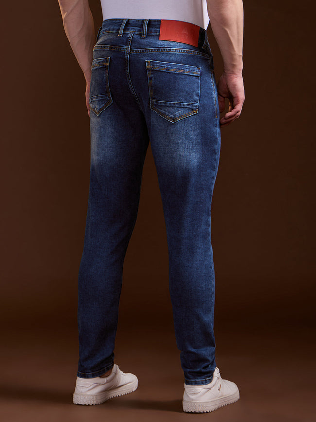 Men Mid BlueLight Fade Slim Fit Mid-Rise Jeans