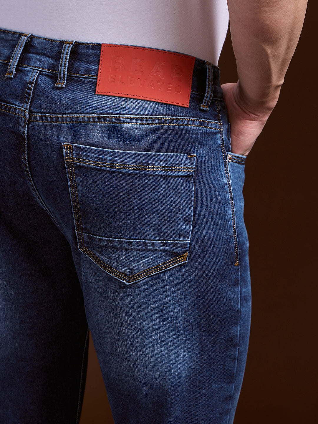 Men Mid BlueLight Fade Slim Fit Mid-Rise Jeans