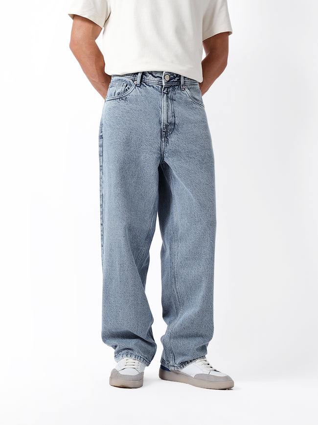 Men Blue Solid Washed Jeans