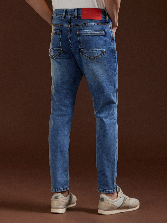 Men Light BlueMid Fade Mid-Rise Skinny Fit Jeans