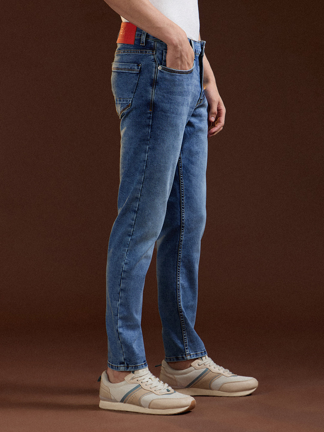 Men Light BlueMid Fade Mid-Rise Skinny Fit Jeans