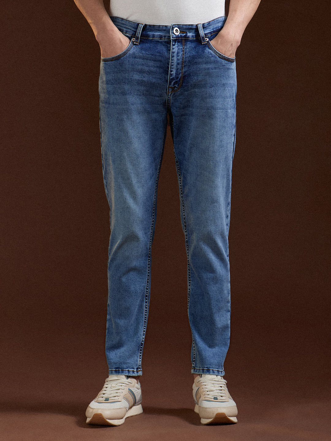 Men Light BlueMid Fade Mid-Rise Skinny Fit Jeans