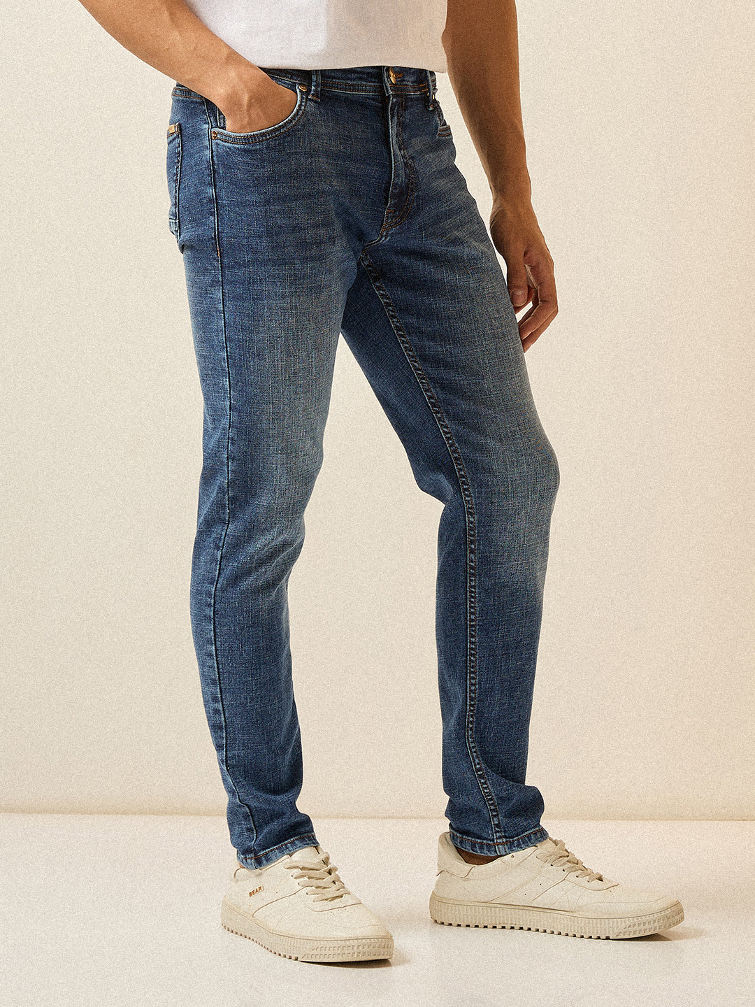 Men Mid BlueMid Fade Mid-Rise Skinny Fit Jeans