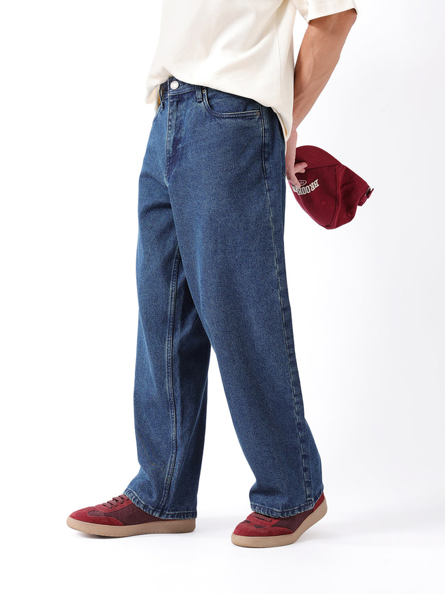 Men Blue Solid Mid Rise Jeans