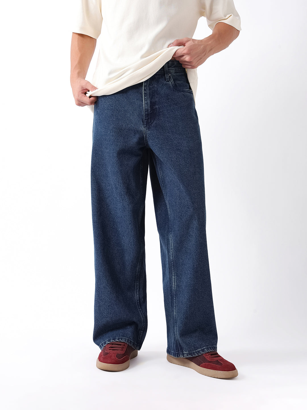 Men Blue Solid Mid Rise Jeans
