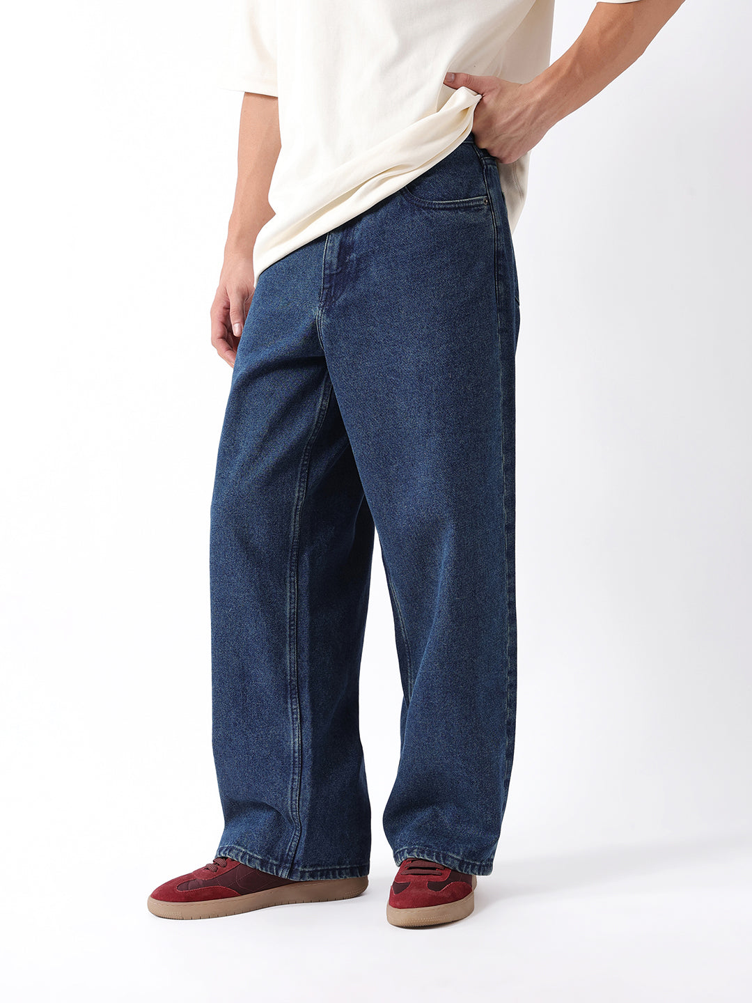 Men Blue Solid Mid Rise Jeans