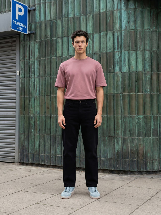 Men Black Solid Baggy Jeans