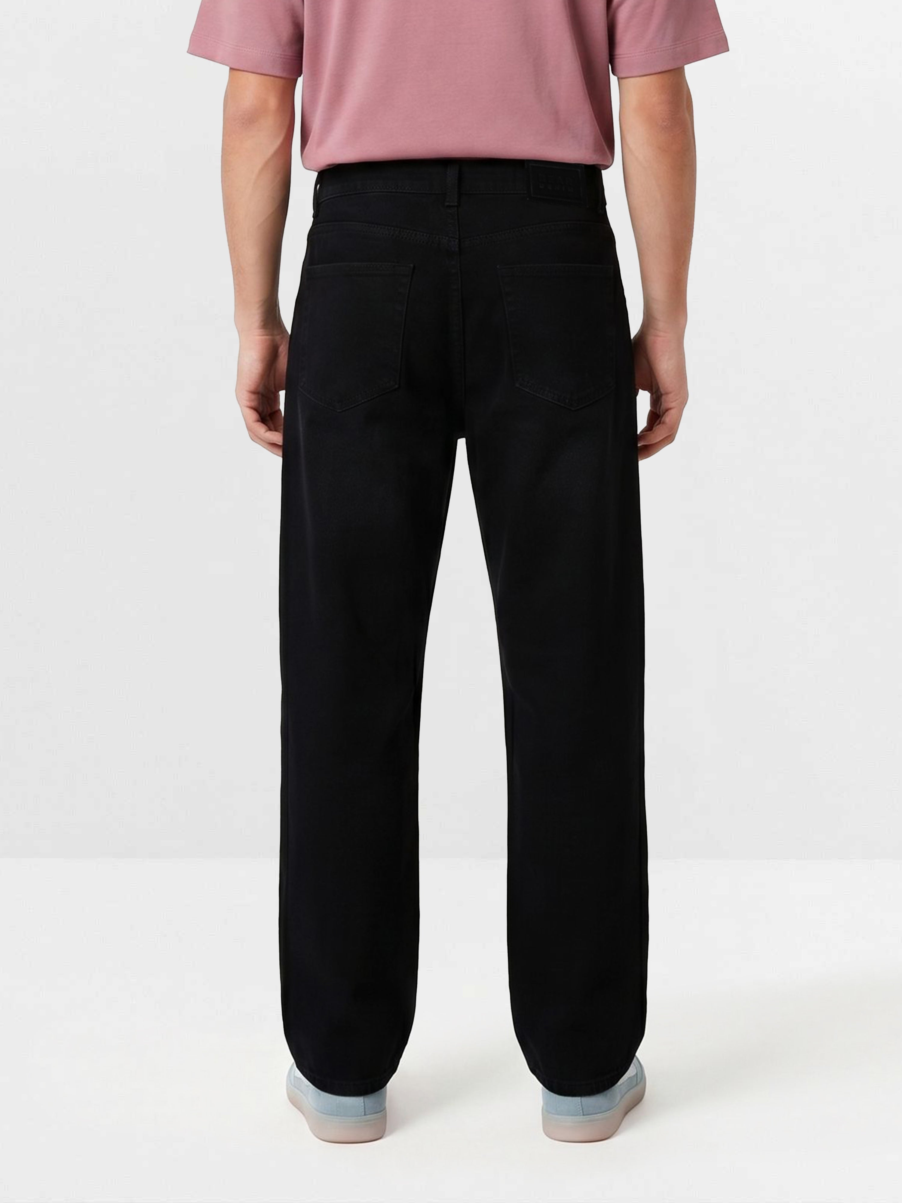 Men Black Solid Baggy Jeans