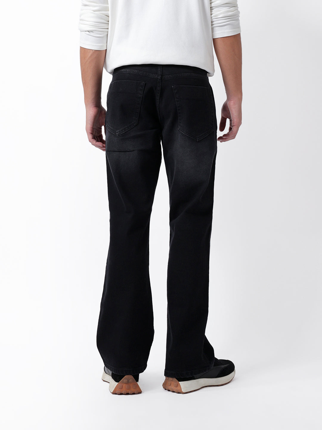 Men Black Solid BootCut Jeans