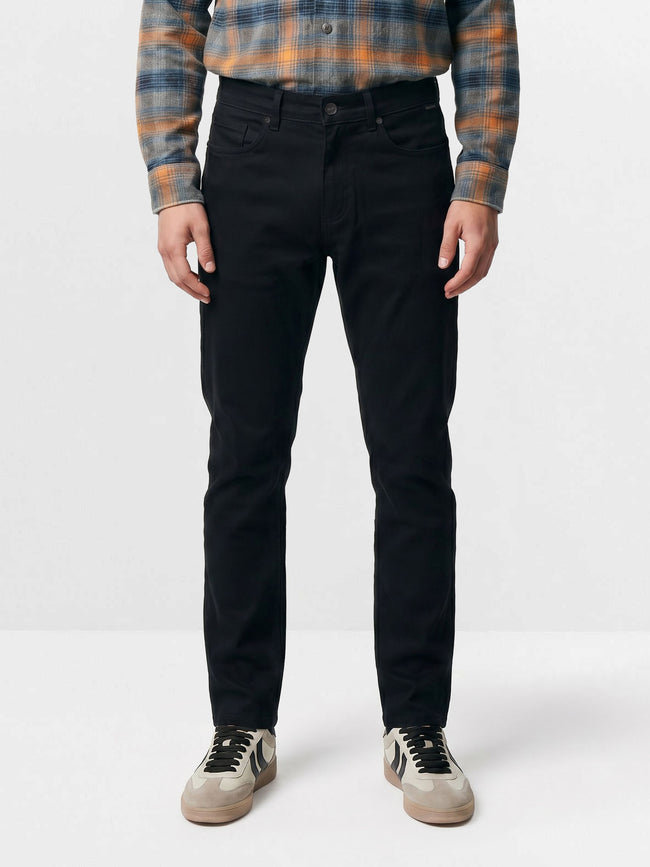 Men Black Solid Mid Rise Jeans