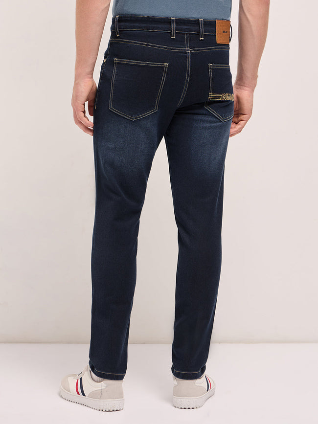 Men Dark BlueLight Fade Mid-Rise Skinny Fit Jeans