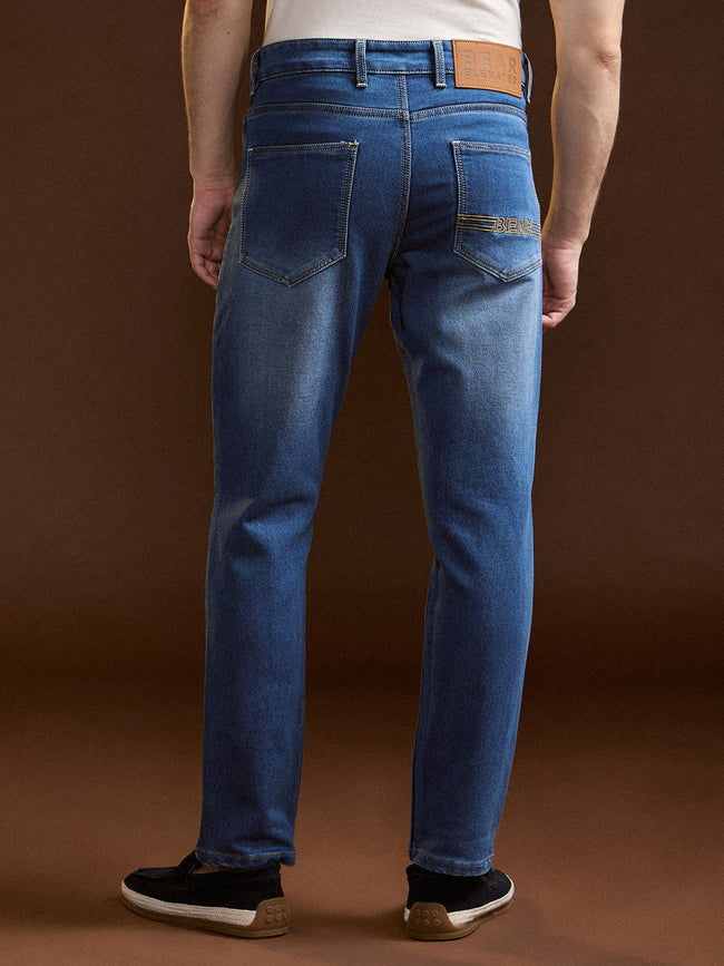 Men Mid BlueLight Fade Distressed Mid-Rise Relaxed Fit Jeans
