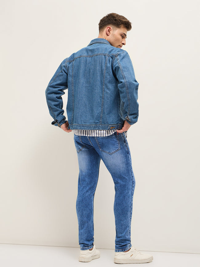 Men Blue Mid-Rise Slim Fit Jeans