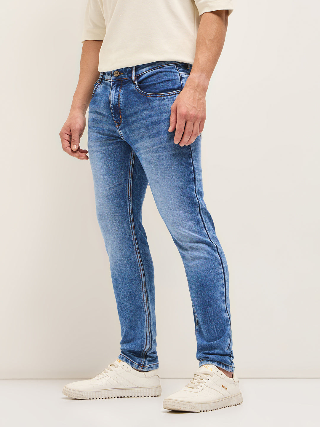 Men Blue Mid-Rise Slim Fit Jeans