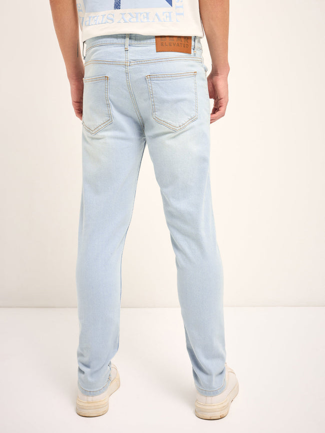 Men Light Blue Mid Rise Slim Fit Jean