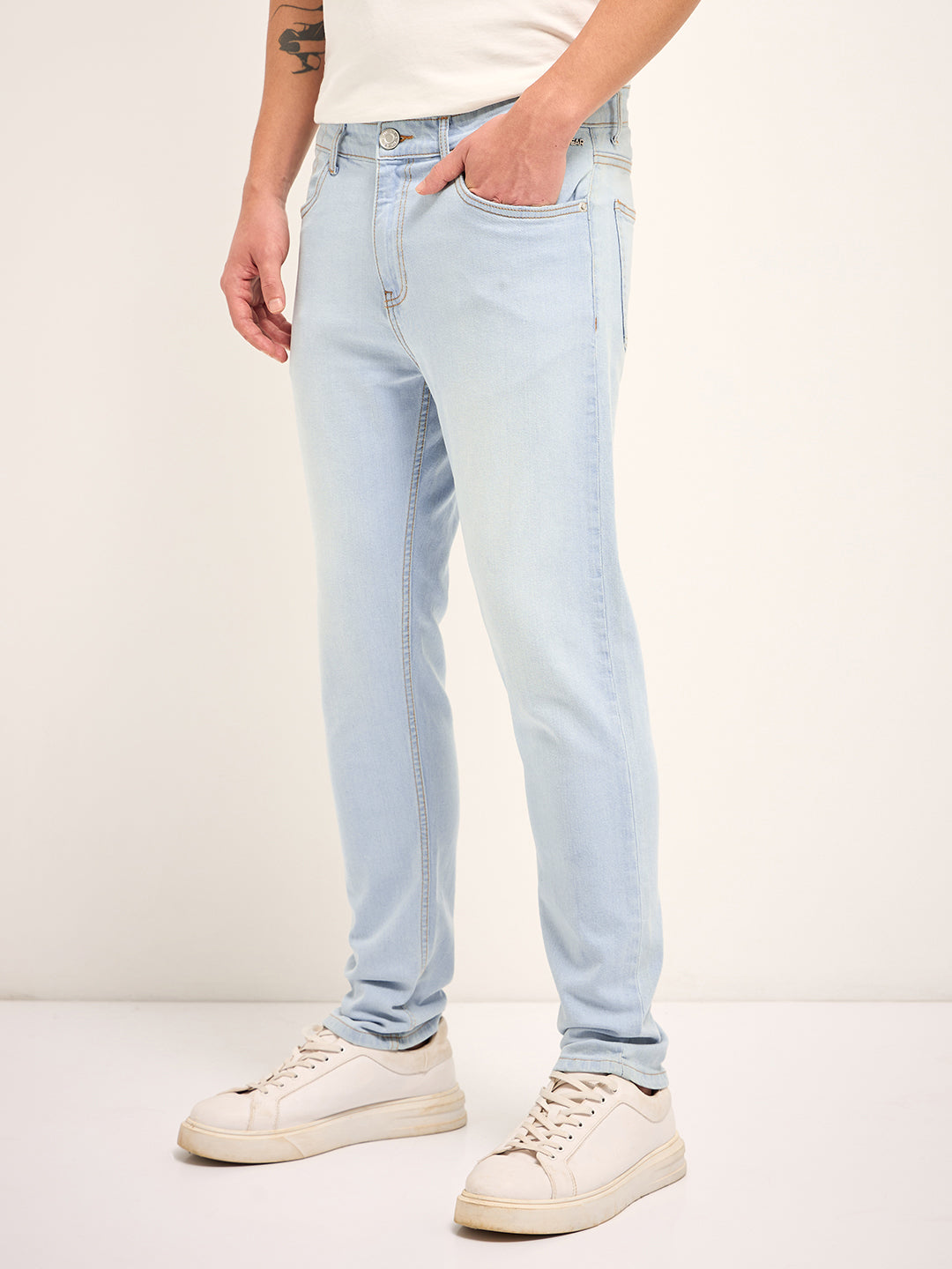 Men Light Blue Mid Rise Slim Fit Jean
