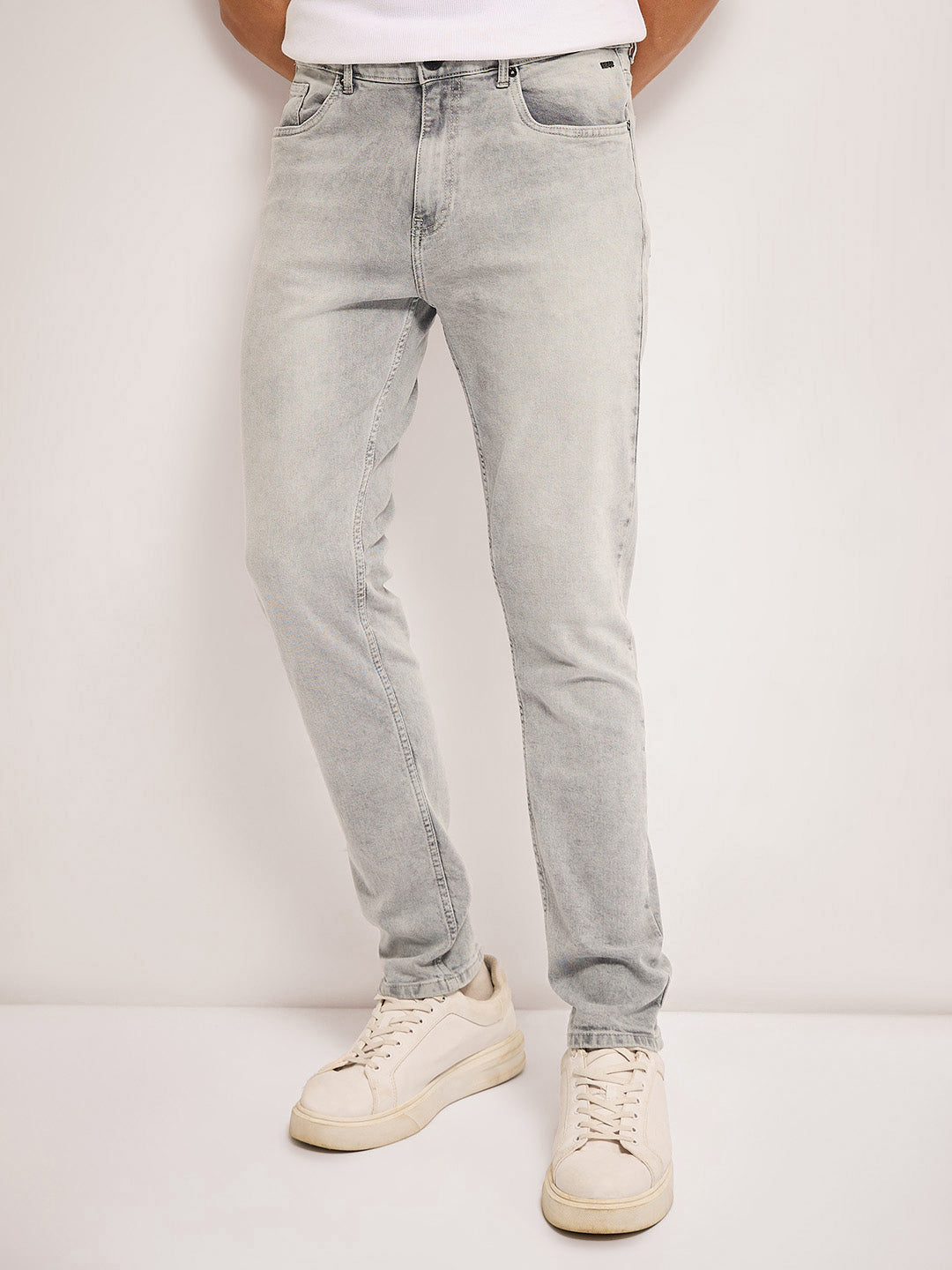 Men Light Grey Mid Rise Slim Fit Jean