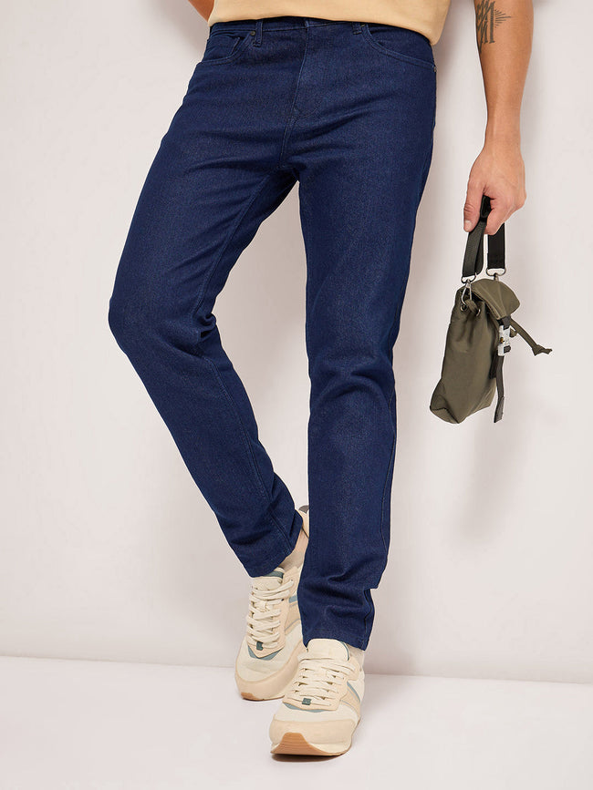 Men Dark Blue Mid Rise Slim Fit Jean
