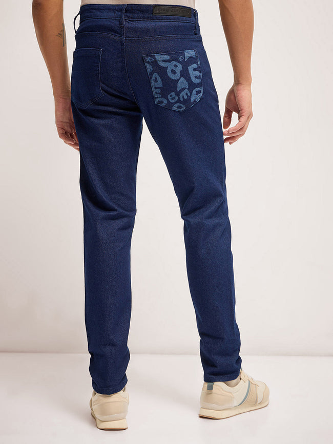 Men Dark Blue Mid Rise Slim Fit Jean