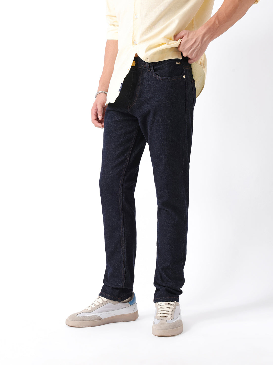Men Blue Solid Mid Rise Jeans